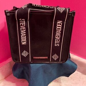 Steve Madden Black Tote with Logo Straps